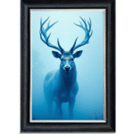 Stag in the Blue mist - Framed Animal Wall Art