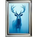 Stag in the Blue mist - Framed Animal Wall Art