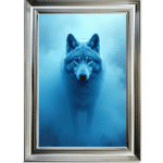 Wolf in the Blue mist - Framed Animal Wall Art