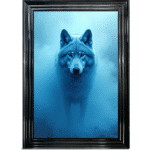 Wolf in the Blue mist - Framed Animal Wall Art