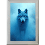 Wolf in the Blue mist - Framed Animal Wall Art