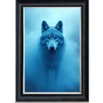 Wolf in the Blue mist - Framed Animal Wall Art