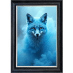 Fox in the Blue mist - Framed Animal Wall Art