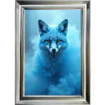 Fox in the Blue mist - Framed Animal Wall Art