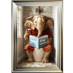 Elephant on the toilet - framed wall art