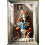 Tiger on the toilet - framed wall art
