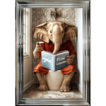 Elephant on the toilet - framed wall art