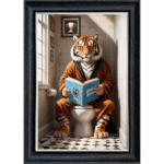Tiger on the toilet - framed wall art
