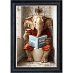 Elephant on the toilet - framed wall art