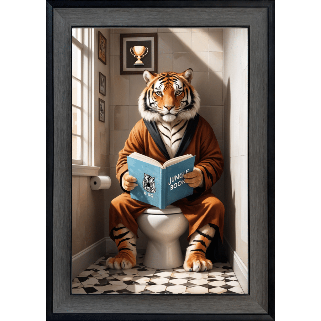 Tiger on the toilet - framed wall art