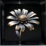 Black and Gold Metal Daisy - Framed Wall Art