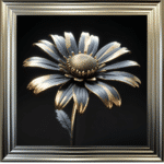 Black and Gold Metal Daisy - Framed Wall Art