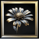 Black and Gold Metal Daisy - Framed Wall Art