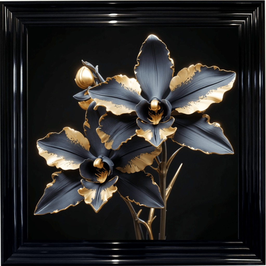 Black and Gold Orchid - Framed Wall Art