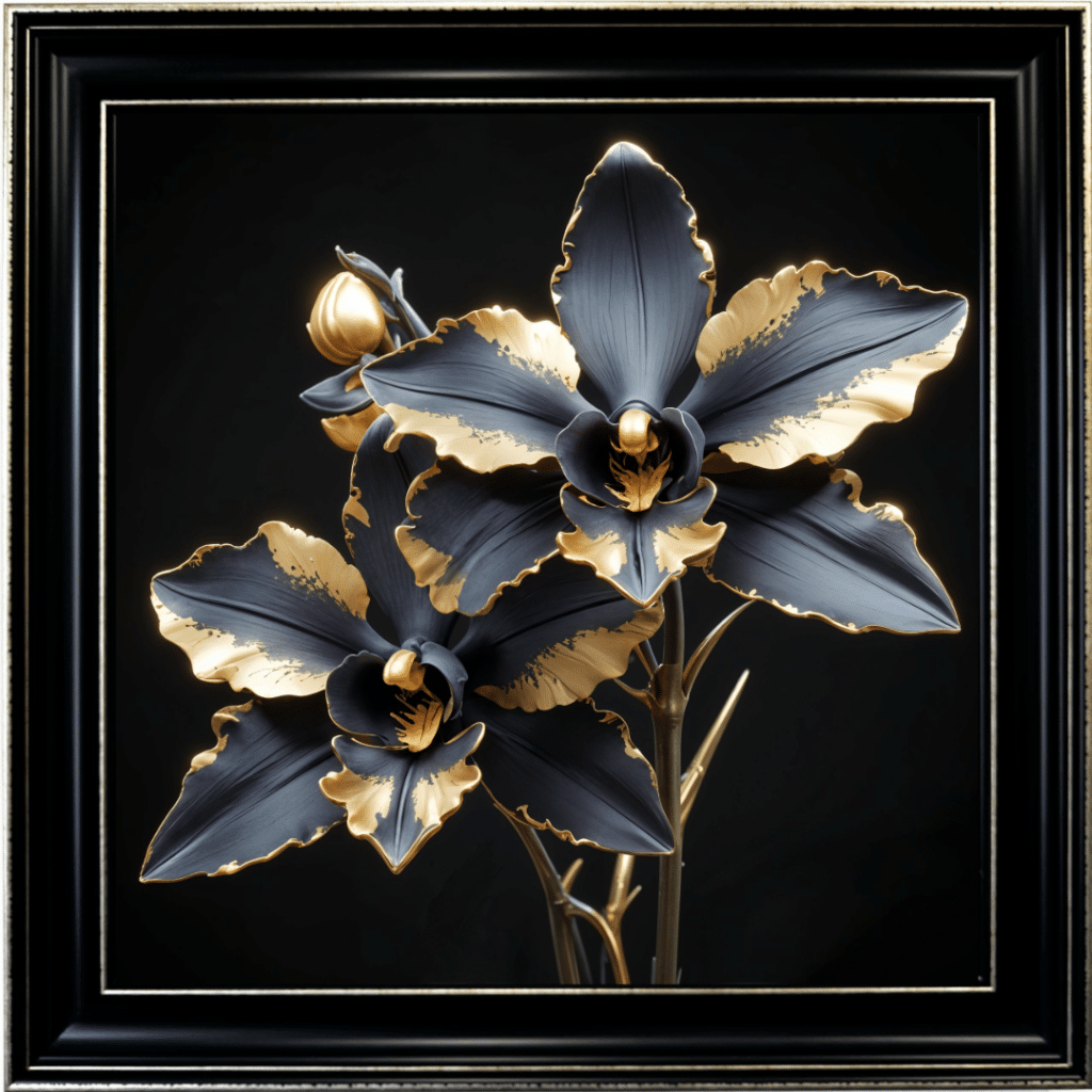 Black and Gold Orchid - Framed Wall Art