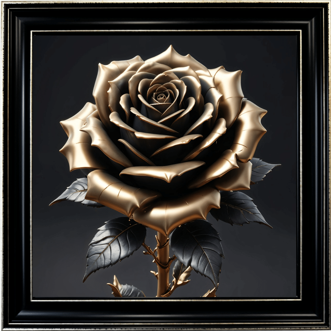 Untitled - 2025-02-18T140532.649 Black and Gold Rose - Framed Wall Art