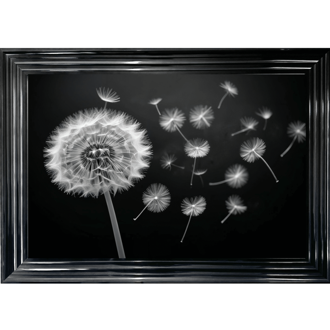 Untitled (30) Dandelion and Seeds blowing right - Framed wall art