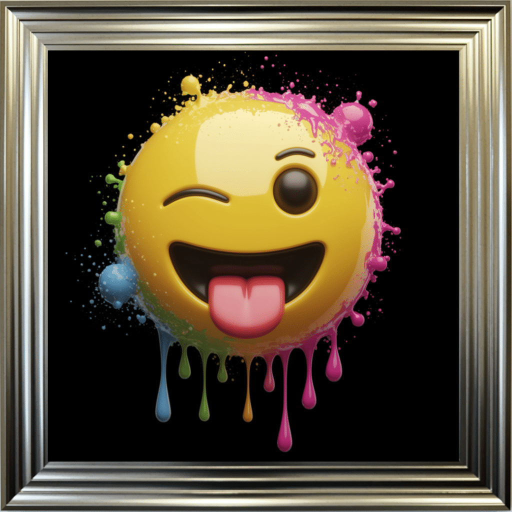 Cheeky Face Emoji - Framed wall art