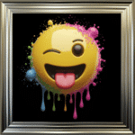 Cheeky Face Emoji - Framed wall art