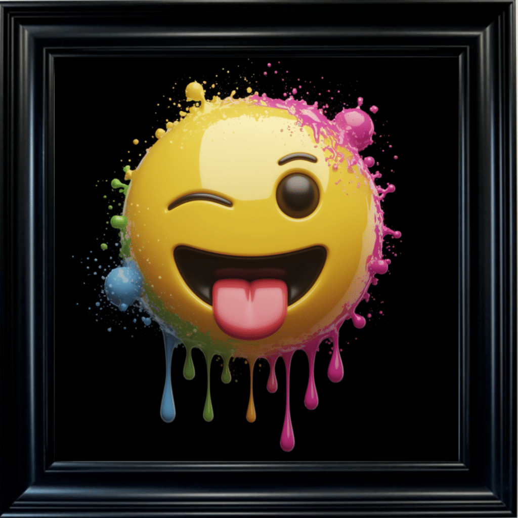 Cheeky Face Emoji - Framed wall art