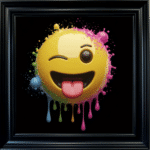 Cheeky Face Emoji - Framed wall art