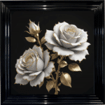 White and Gold Roses - Framed Wall Art