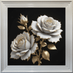 White and Gold Roses - Framed Wall Art