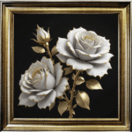 White and Gold Roses - Framed Wall Art