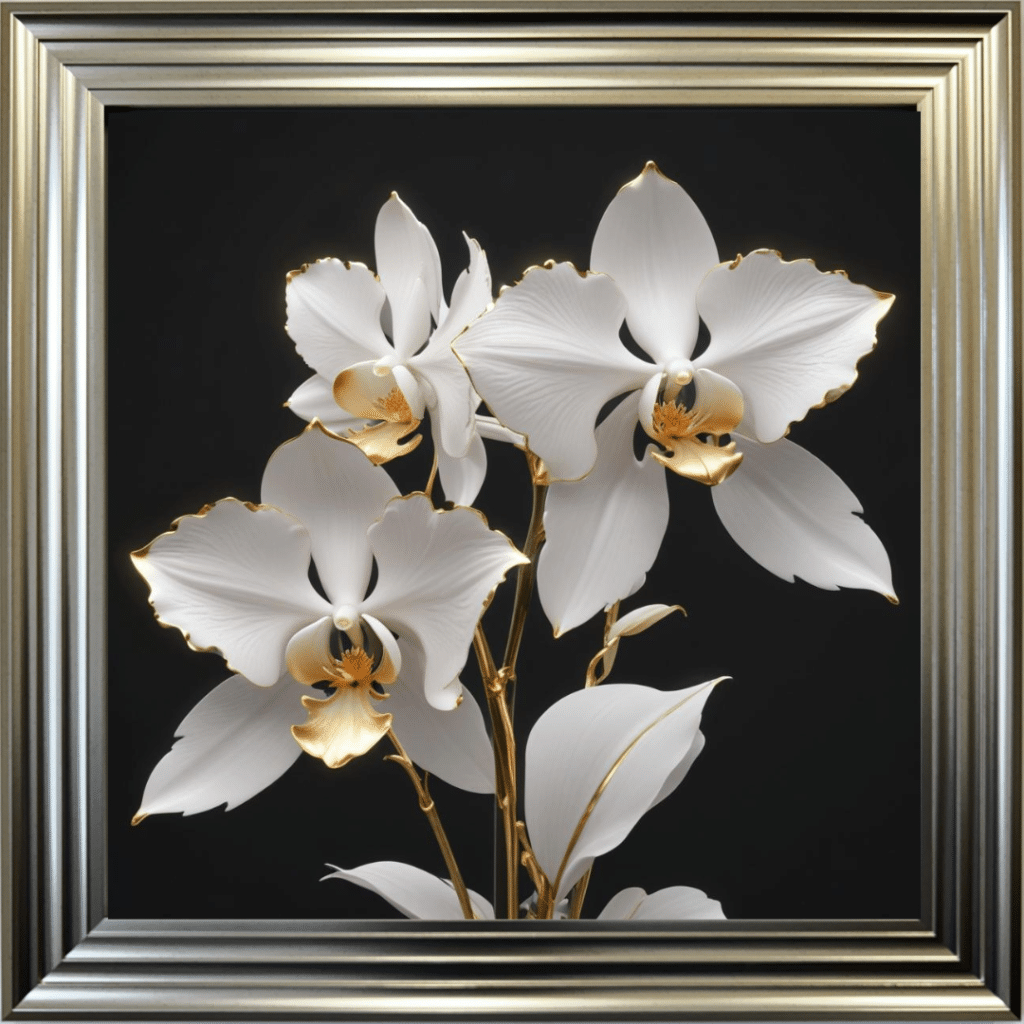 White and Gold Orchids- Framed Wall Art