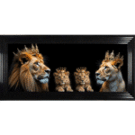 Royal Lion Family 2 Boy Cubs - Framed Wall Art
