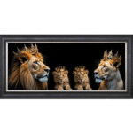 Royal Lion Family 2 Boy Cubs - Framed Wall Art