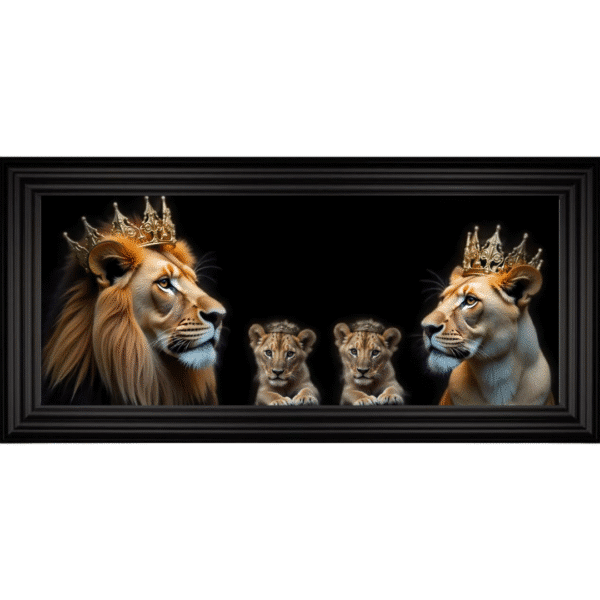 Royal Lion Family 2 Girl Cubs - Framed Wall Art