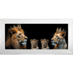 Royal Lion Family 2 Girl Cubs - Framed Wall Art