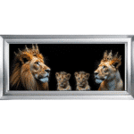 Royal Lion Family 2 Girl Cubs - Framed Wall Art