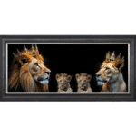 Royal Lion Family 2 Girl Cubs - Framed Wall Art