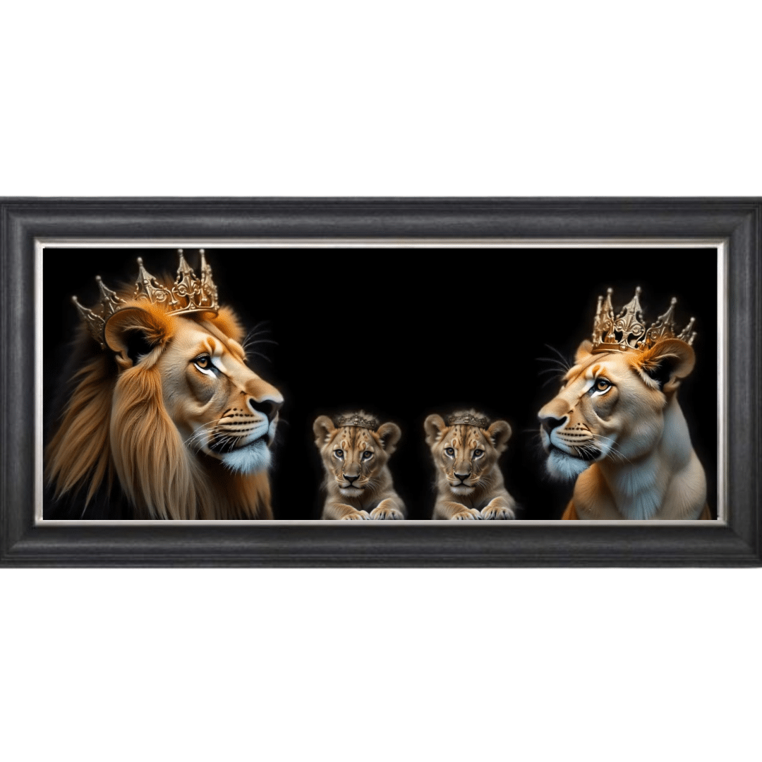 Untitled - 2025-05-19T115509.703 Royal Lion Family 2 Girl Cubs - Framed Wall Art