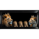 Royal Lion Family 3 Boy Cubs - Framed Wall Art