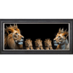 Royal Lion Family 3 Boy Cubs - Framed Wall Art