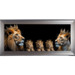 Royal Lion Family 3 Boy Cubs - Framed Wall Art