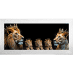 Royal Lion Family 3 Boy Cubs - Framed Wall Art