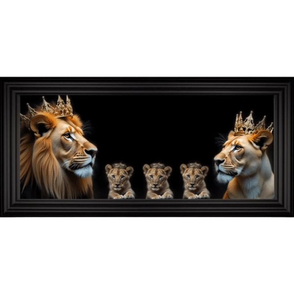 Royal Lion Family 3 Girl Cubs - Framed Wall Art