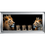 Royal Lion Family 3 Girl Cubs - Framed Wall Art