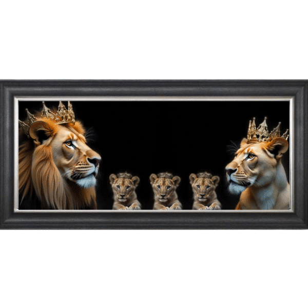 Royal Lion Family 3 Girl Cubs - Framed Wall Art