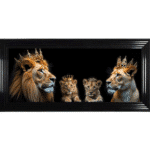 Royal Lion Family 1 Boy and 1 Girl Cub - Framed Wall Art