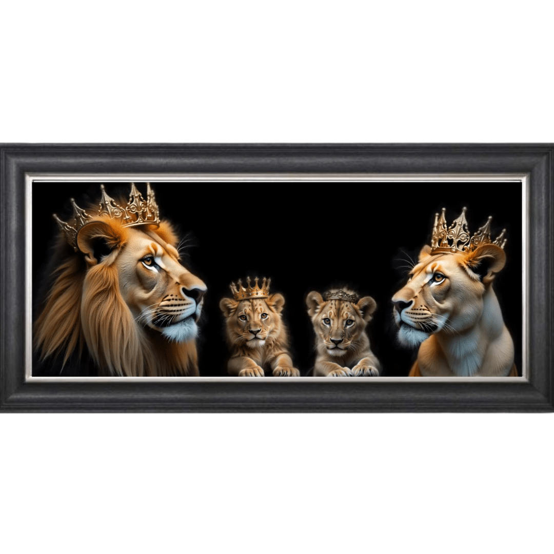 Untitled - 2025-05-19T144513.389 Royal Lion Family 1 Boy and 1 Girl Cub - Framed Wall Art