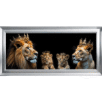 Royal Lion Family 1 Boy and 1 Girl Cub - Framed Wall Art