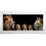 Royal Lion Family 2 Boys and 1 Girl Cub - Framed Wall Art