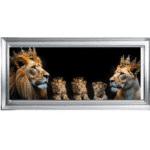 Royal Lion Family 2 Boys and 1 Girl Cub - Framed Wall Art