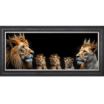 Royal Lion Family 2 Boys and 1 Girl Cub - Framed Wall Art