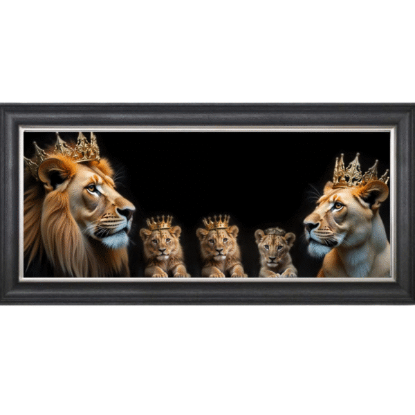 Royal Lion Family 2 Boys and 1 Girl Cub - Framed Wall Art